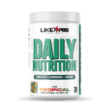 Tropical flavor Daily Nutrition – immune, energy, and gut support supplement.