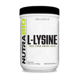 NutraBio L-Lysine Powder 500 gram tub - pure free-form unflavored essential amino acid supplement