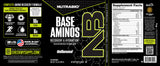 NutraBio Base Aminos Unflavored full label - product benefits, amino acid profile and certifications