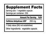Caffeine Anhydrous (200mg) - 250 Vegetable Capsules